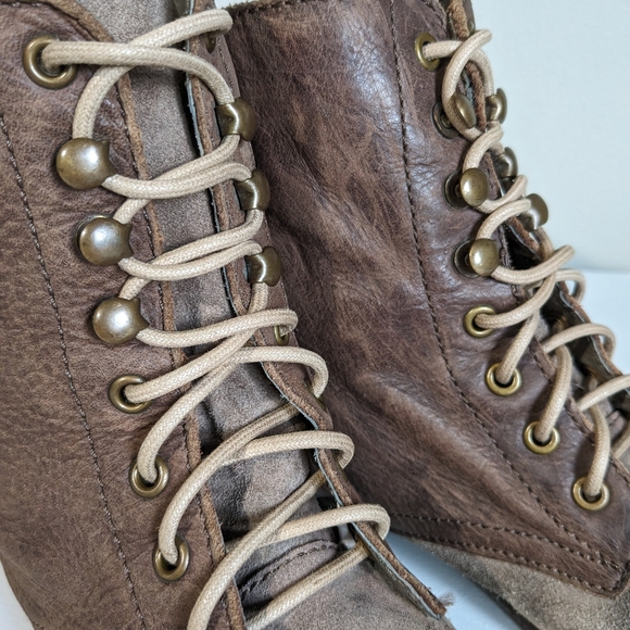 Free People Truemay Distressed Factory Worn Lace Up Short Boots 38 - Picture 8 of 16